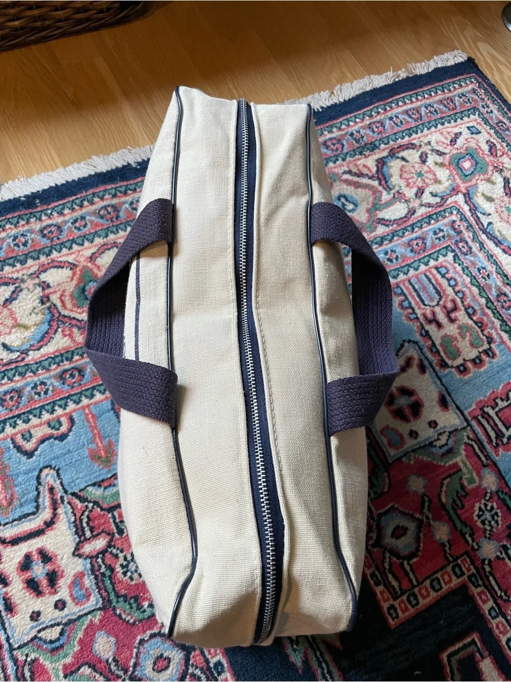 Lake Placid 1980 Canvas Travel Bag - Cream & Navy